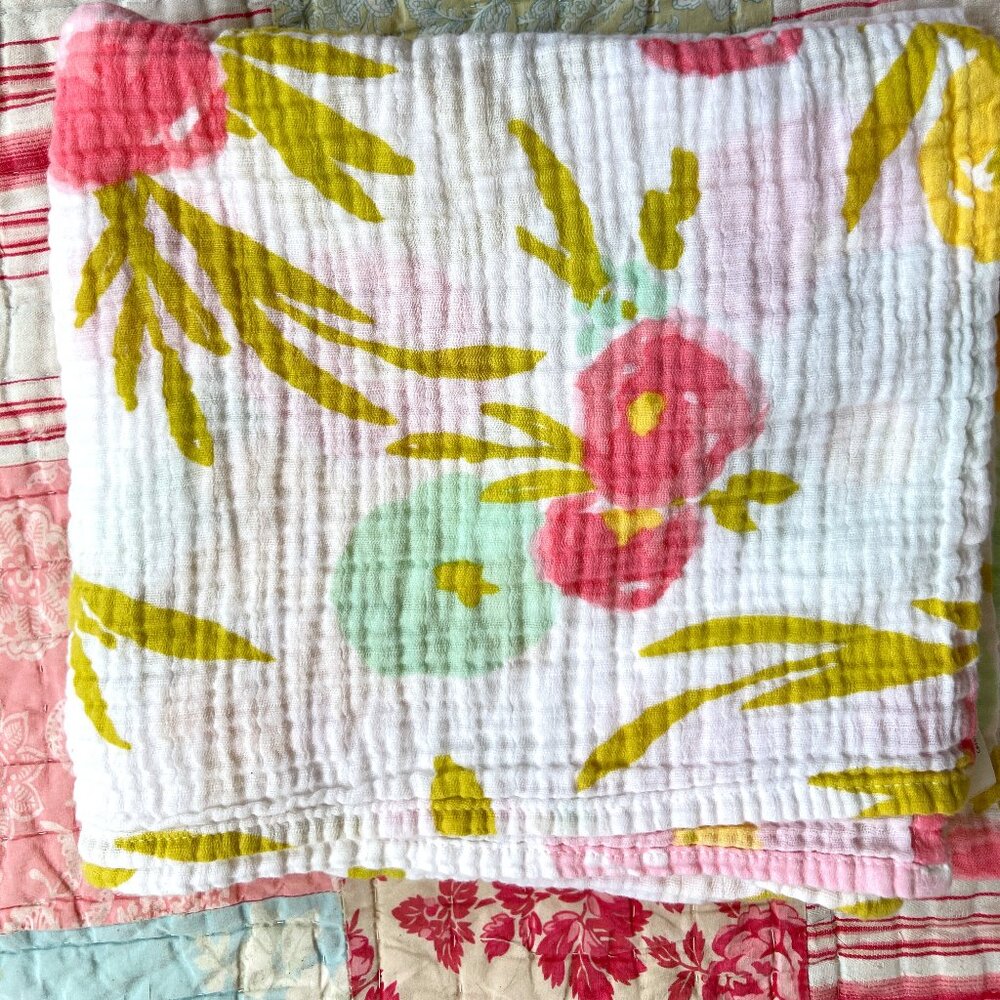 Cloud Island Muslin Cotton Baby Blanket Swaddle Spring Flowers Easter
